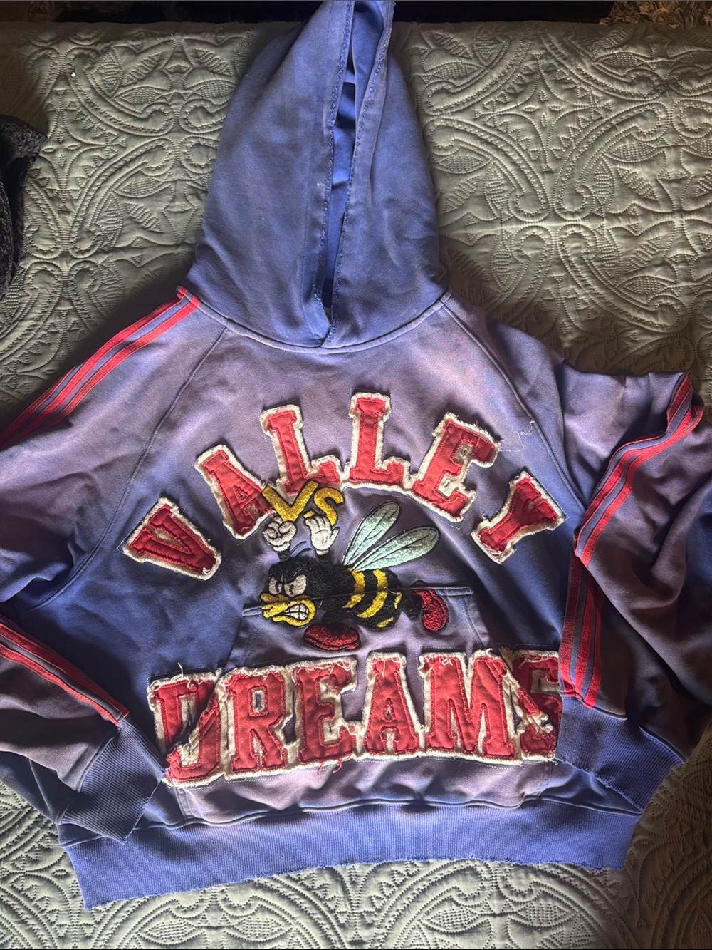 Valley Dreams Bee Appliqué Purple Hoodie
